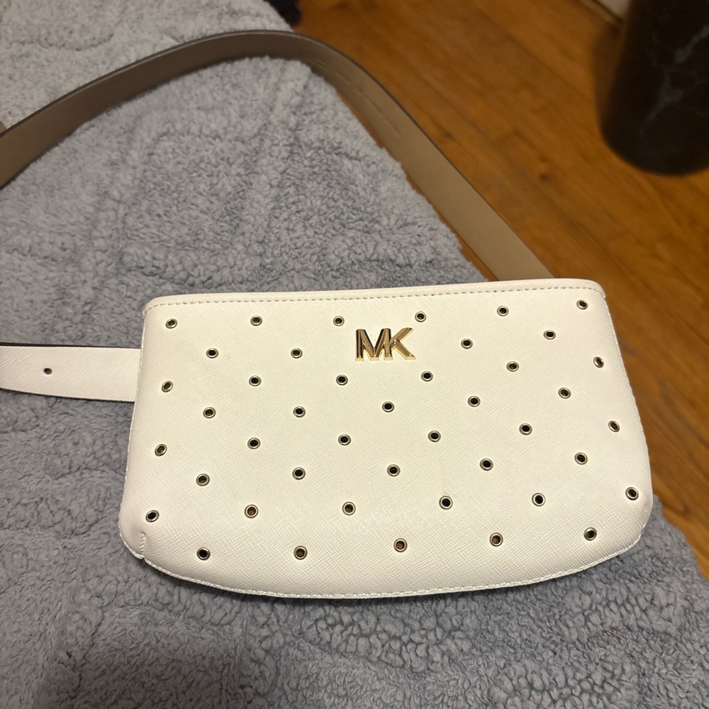 Michael Kors White and Gold Crossbody Bag